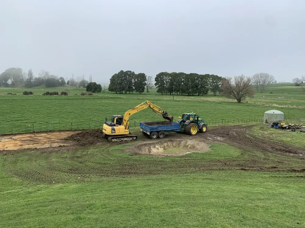 Dairy effluent pond construction in the Waikato by Scope Earthworks